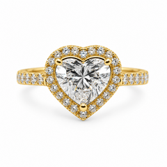 14K Yellow Gold 3.01CTTW Certified Lab-Created Heart Shape with Accent