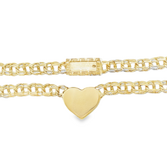 10KT Gold 7MM Chino Link Heart Chain 18 Inches FREE ENGRAVING