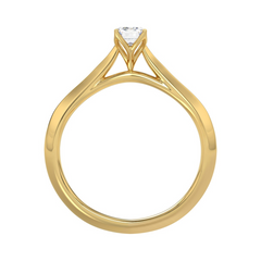 LADIES SOLITAIRE RING 1/2CT EMERALD DIAMOND 14K YELLOW GOLD