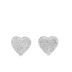 10KT 0.26CT DIAMOND HEART STUD EARRINGS WITH GREEK ON SIDES