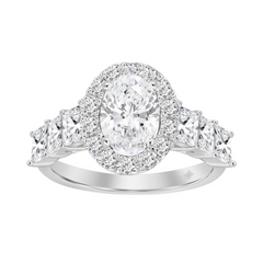 14K WHITE GOLD 3 1/10CT ROUND/PRINCESS DIAMOND LADIES RING (CENTER STONE OVAL DIAMOND 1 1/4CT)