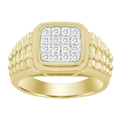 MEN'S RING 1/2 CT ROUND DIAMOND 10K YELLOW GOLD