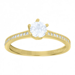 10kt Yellow Gold Womens Cubic-Zirconia Engagement Ring