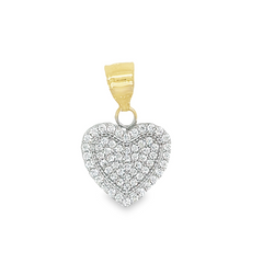 10KT Gold 13MM Heart Pendant with CZ