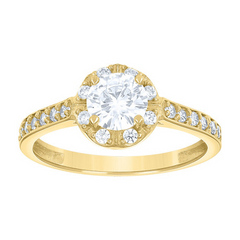 10kt Two-Tone Gold Womens Cubic Zirconia Dc Halo Engagement Ring