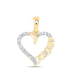 10KT GOLD 1/12CTW NATURAL DIAMONDS HEART PENDANT