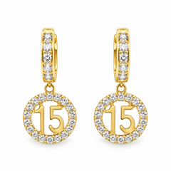 10KT Yellow Gold Quinceañera Earrings