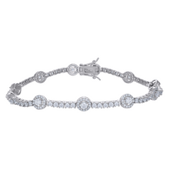 925 Sterling Silver Womens Cubic-Zirconia Tennis Bracelet