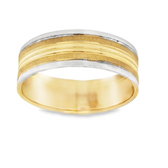 14KT Yellow Gold 7MM Diamond Cut Wedding Band