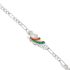 Sterling Silver St. Jude San Judas Tadeo Bracelet with Cubic Zirconias 7 Inches