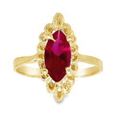 10KT Gold Red Marquise Ring