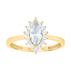 10kt Yellow Gold Womens Round Marquise White Cubic-Zirconia Fashion Ri