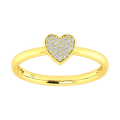 0.10CT ROUND DIAMOND 10K YELLOW GOLD HEART RING