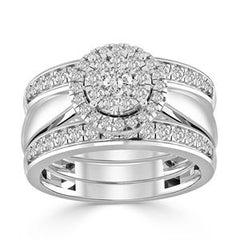 14KT 1 CT ROUND DIAMOND LADIES BRIDAL RING SET