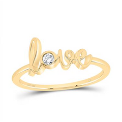 10KT YELLOW GOLD 1/20CT DIAMONDS LOVE FASHION LADIES RING