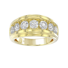 14K YELLOW GOLD 3.00CT ROUND DIAMOND MEN'S RING