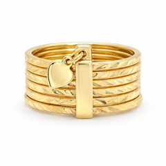 10KT Gold Semanario Ring with Hanging Heart Size 6