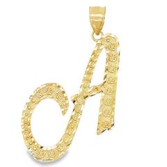 10KT Gold Large Cursive Initial A Pendant