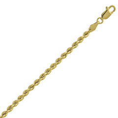 10KT Gold 2MM Solid Rope Chain 22IN