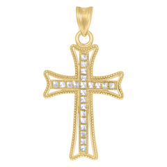 10kt Yellow Gold Unisex Cubic Zirconia Cubic-Zirconia Cross Religious