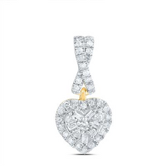 10KT YELLOW GOLD 1/5CTW-NAT DIA CN FASHION HEART PENDANT