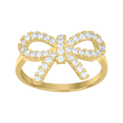 10kt Yellow Gold Womens Cubic-Zirconia Bow Fashion Ring