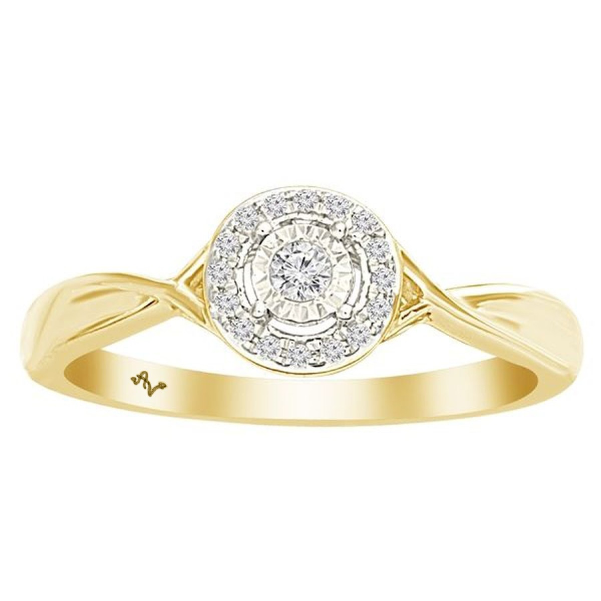 LADIES RING 0.10CT ROUND DIAMOND 10K YELLOW GOLD