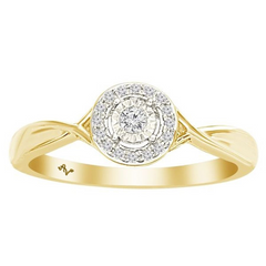 LADIES RING 0.10CT ROUND DIAMOND 10K YELLOW GOLD