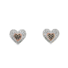 14KT ROSE GOLD 0.33CT CHOCOLATE DIAMONDS AND WHITE DIAMONDS EARRINGS