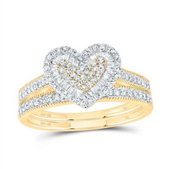 10KT GOLD 1/2CTW-NATURAL DIAMOND HEART BRIDAL SET