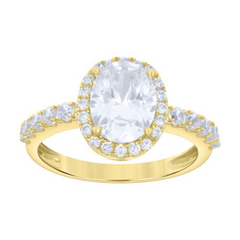 10kt Yellow Gold Oval Cubic-Zirconia Engagement Ring