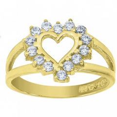 10kt Yellow Gold Womens Cubic Zirconia Heart Ring