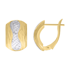 10kt Two-tone Gold Womens Diamond-Cut Fashion Latch Back Earrings 15MM