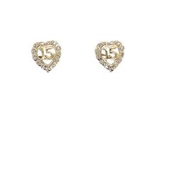 10KT YELLOW GOLD 0.07 CTTW DIAMOND QUINCEAñERA STUD EARRINGS