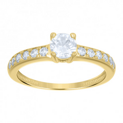 10kt Yellow Gold Womens Cubic-Zirconia Engagement Ring