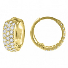 10kt Yellow Gold Womens CZ Cubic Zirconia Triple Row Hoop Earrings