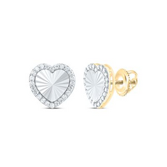 10KT YELLOW GOLD 1/3CTW-NATURAL DIAMONDS FASHION HEART EARRING