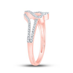 10K ROSE GOLD BAGUETTE DIAMOND HEART RING 1/3 CTTW