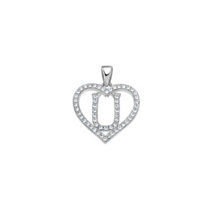 925 Sterling Silver Womens Cubic Zirconia Initial Letter S Heart Charm