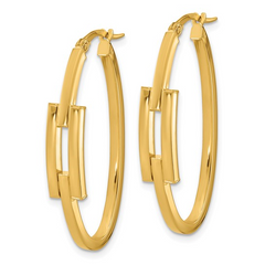 LE14k Polished Oval Sqare Tube Hoop Earrings