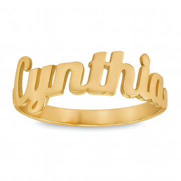 Anillo con Nombre Cursiva De Oro 10KT/Women's Custom Name Ring in 10KT