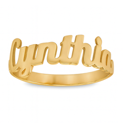 Anillo con Nombre Cursiva De Oro 10KT/Women's Custom Name Ring in 10KT