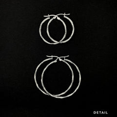Arracadas Diamantada de Plata 925/Sterling Silver Diamond Cut Hoop Earrings