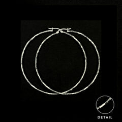 Arracada Diamantada de Plata 925/Sterling Silver Diamond Cut Hoop Earrings