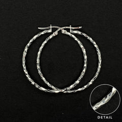 Arracada Diamantada de Plata 925/Sterling Silver Diamond Cut Hoop Earrings