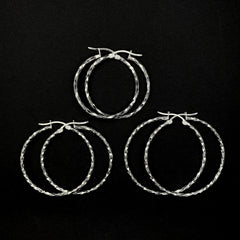 Arracada Diamantada de Plata 925/Sterling Silver Diamond Cut Hoop Earrings