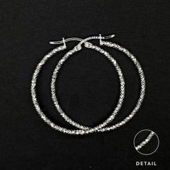 Arracada Diamantada de Plata 925/Sterling Silver Diamond Cut Hoop Earrings