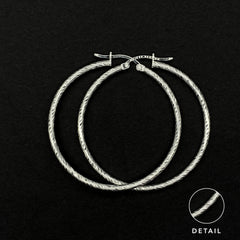 Arracada Diamantada de Plata 925/Sterling Silver Diamond Cut Hoop Earrings