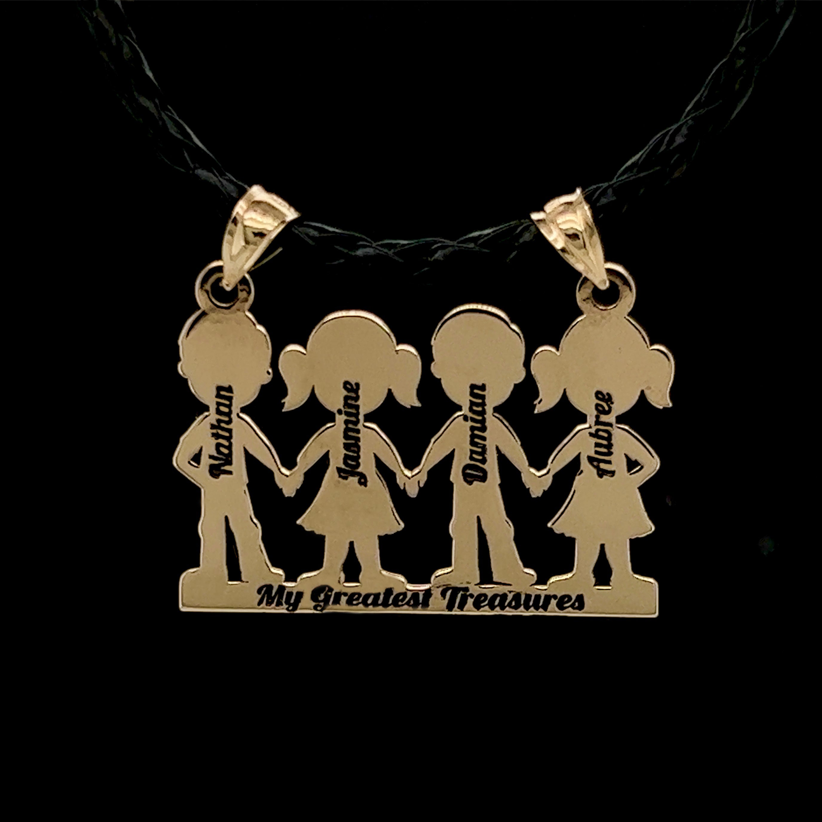Dije De 4 Niños para Mama De Oro 10KT/10KT Gold 4 Children Pendant for Mom