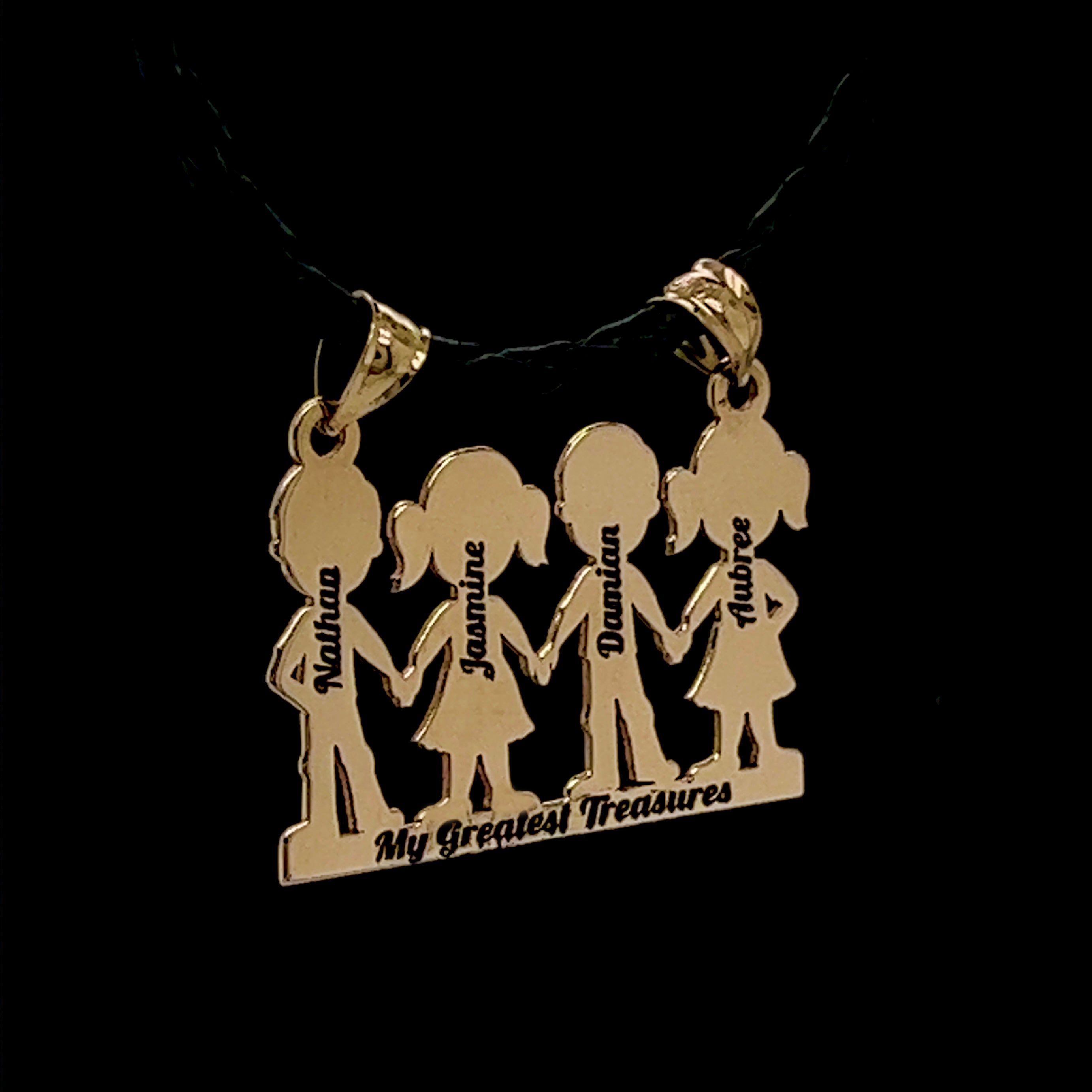Dije De 4 Niños para Mama De Oro 10KT/10KT Gold 4 Children Pendant for Mom